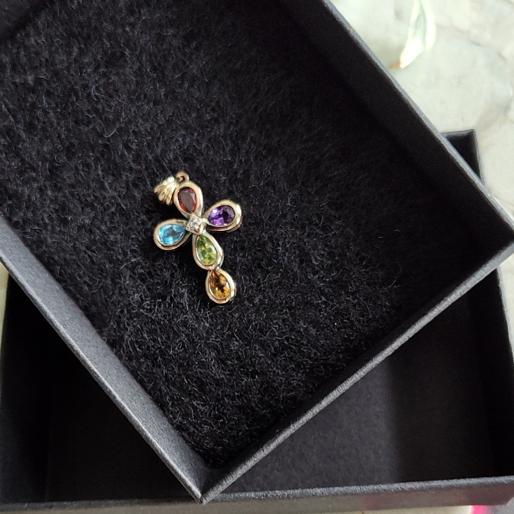 Elegant Multi-Gem Vintage Necklace Pendant - Picture 1 of 4